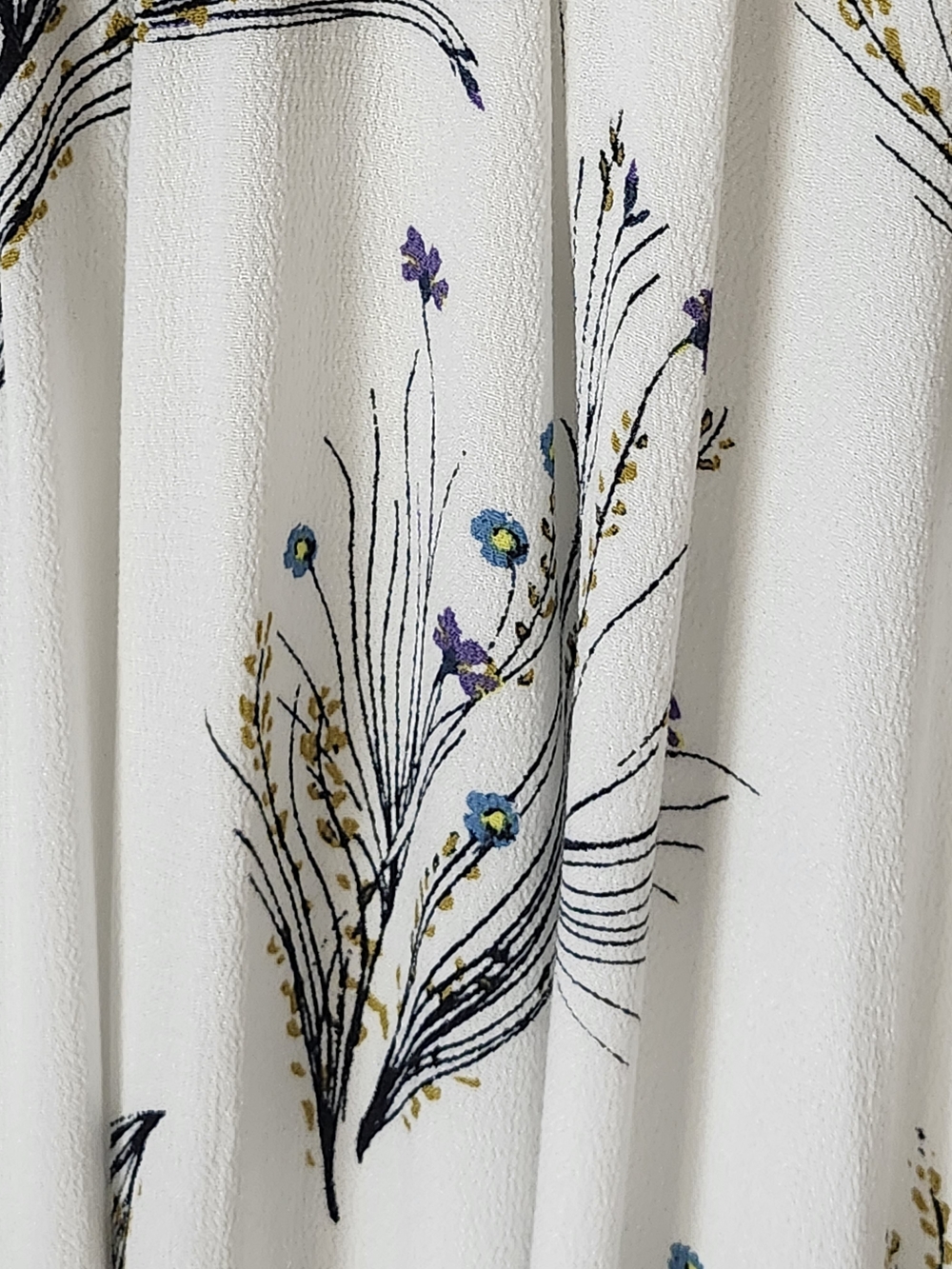 Free People White Maxi Dress with Blue and Gold Botanical Print - Picture 4 of 5